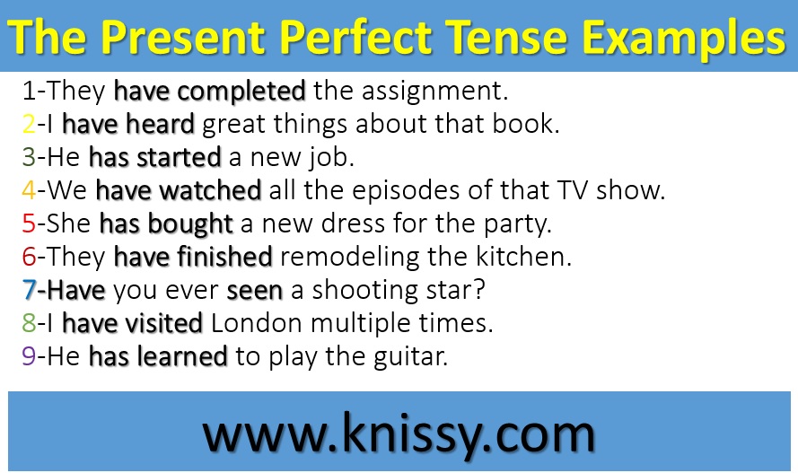 The Present Perfect Tense Examples
