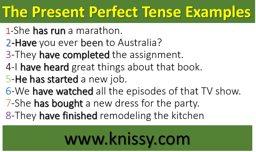The Present Perfect Tense Examples
